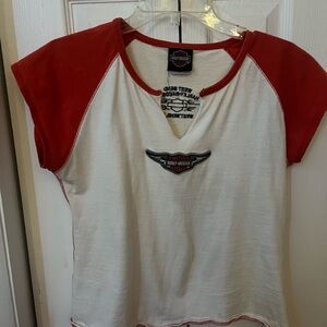 Harley-Davidson Orange and White T-Shirt